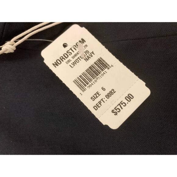 Frame Double Breasted Crop Blazer Jacket Sz 6 Navy NWT Linen Blend gold Nautical - Picture 6 of 12